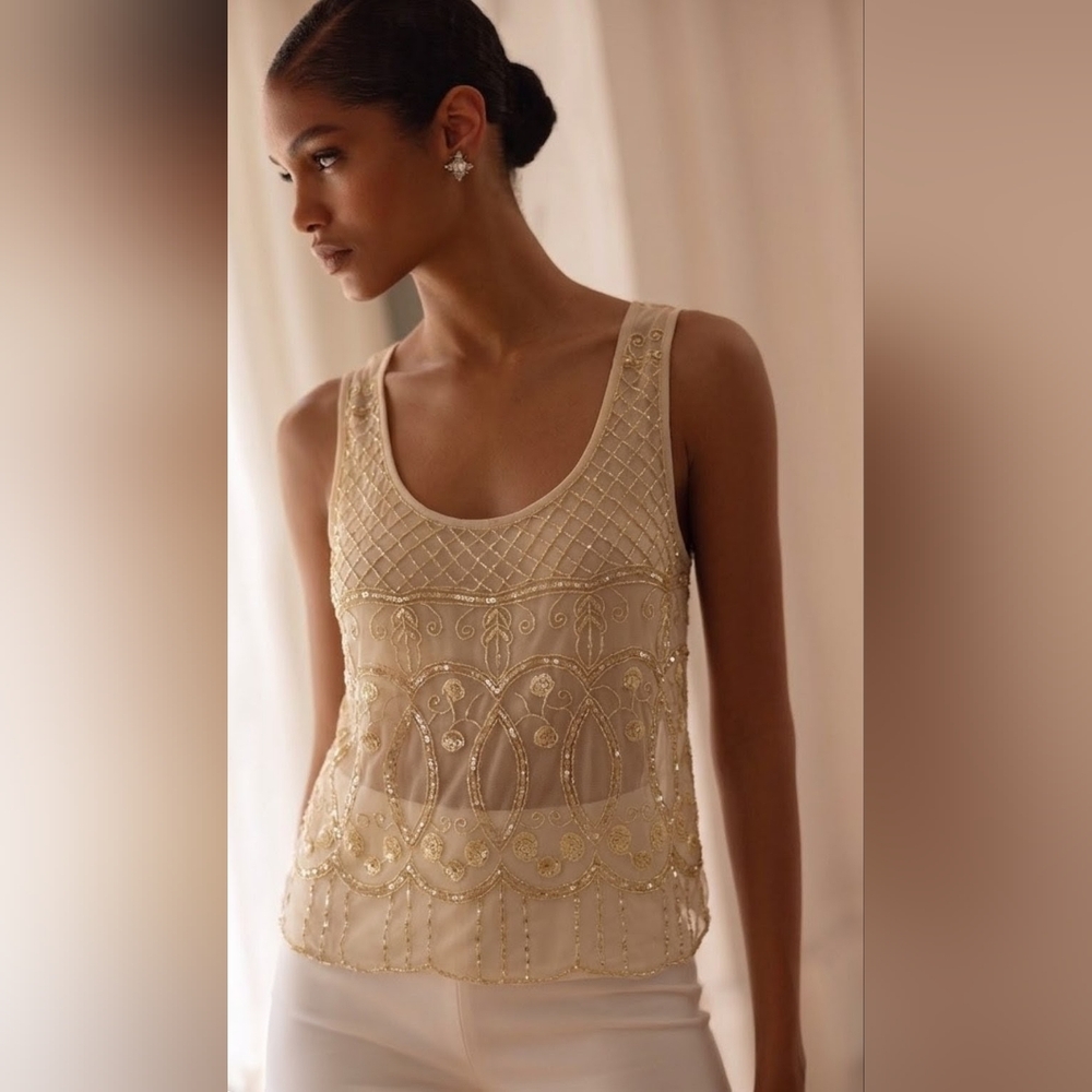 Express Women's Embroidered Sequenced Tank Top Blouse Size L